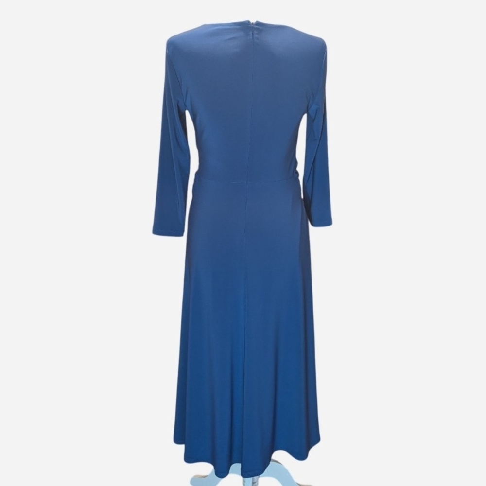 Pre-owned Lauren Ralph Lauren Three quarter Sleeve Jersey Dress Blue Indigo - Picture 3 of 9